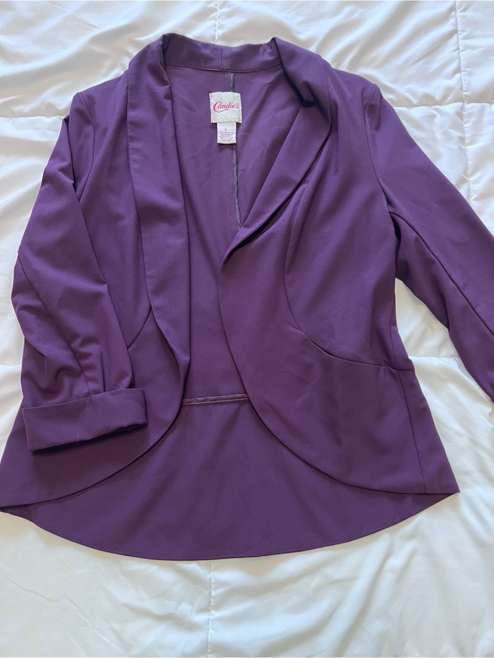 Candie's Violet Open-Front Draped Blazer
